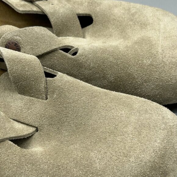 Birkenstock Boston taupe suede mule clogs - Picture 2 of 9